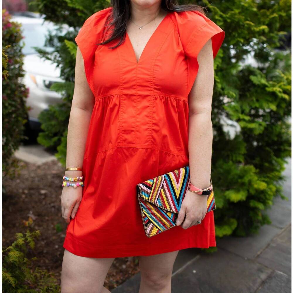 NEW PINCH sleeveless tiered mini dress in tomatoe